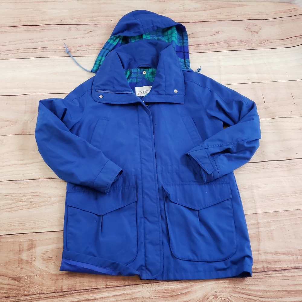 VINTAGE Pacific Trail Jacket Womens Medium Blue Outdoor Parka Hooded Coat Ladies
